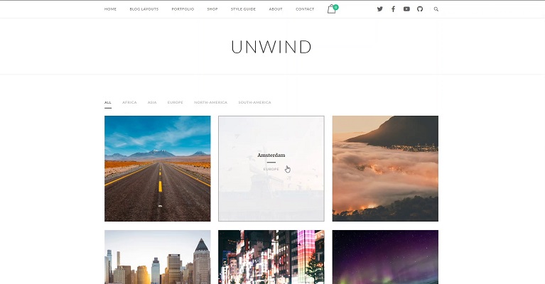 Example of free theme Unwind by SiteOrigin